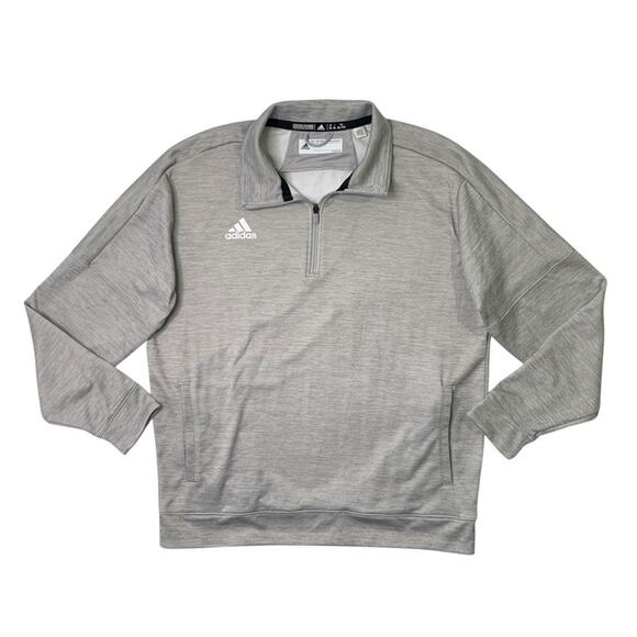 Adidas Sweatshirt Mens XL Extra Large Ash Grey Fleece Lined Team Issue Pullover - Picture 1 of 12